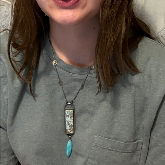 Artisan made Sterling Silver Statement necklace featuring Turquoise & Amazonite